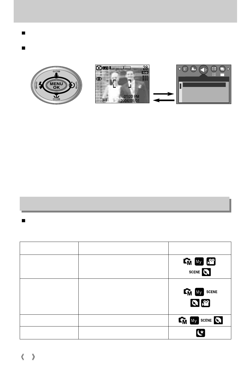 Menu/ ok button, Button | Samsung Digimax 3100  EN User Manual | Page 34 / 104