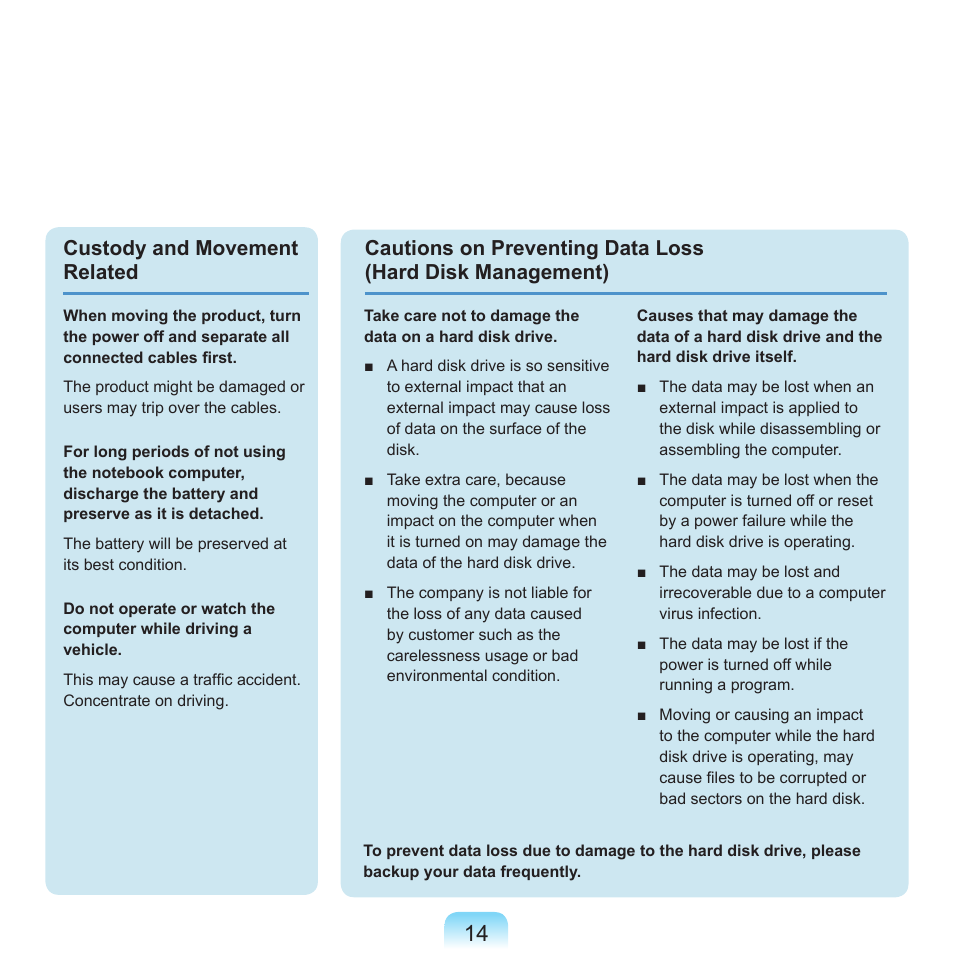 Custody and movement related | Samsung X22 User Manual | Page 15 / 197