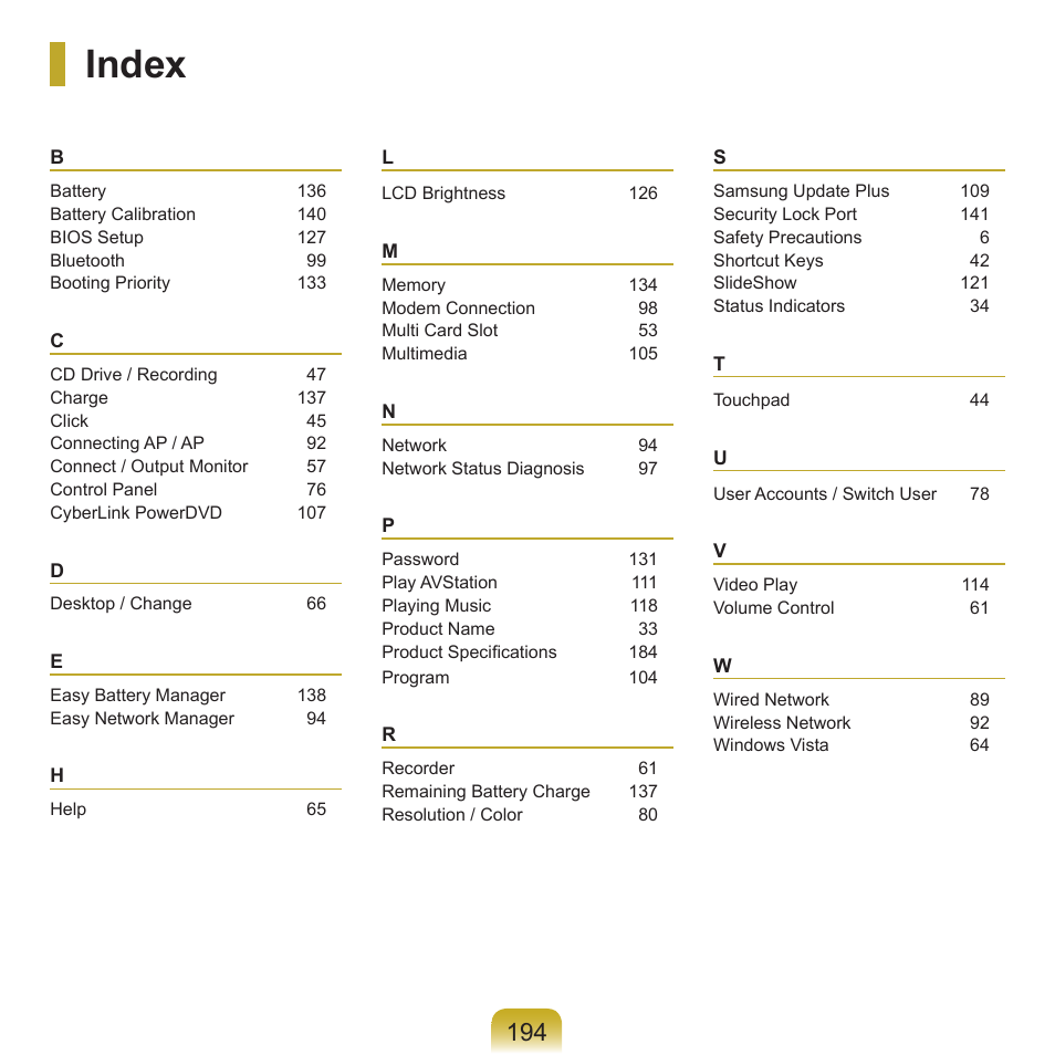 Index | Samsung X22 User Manual | Page 195 / 197