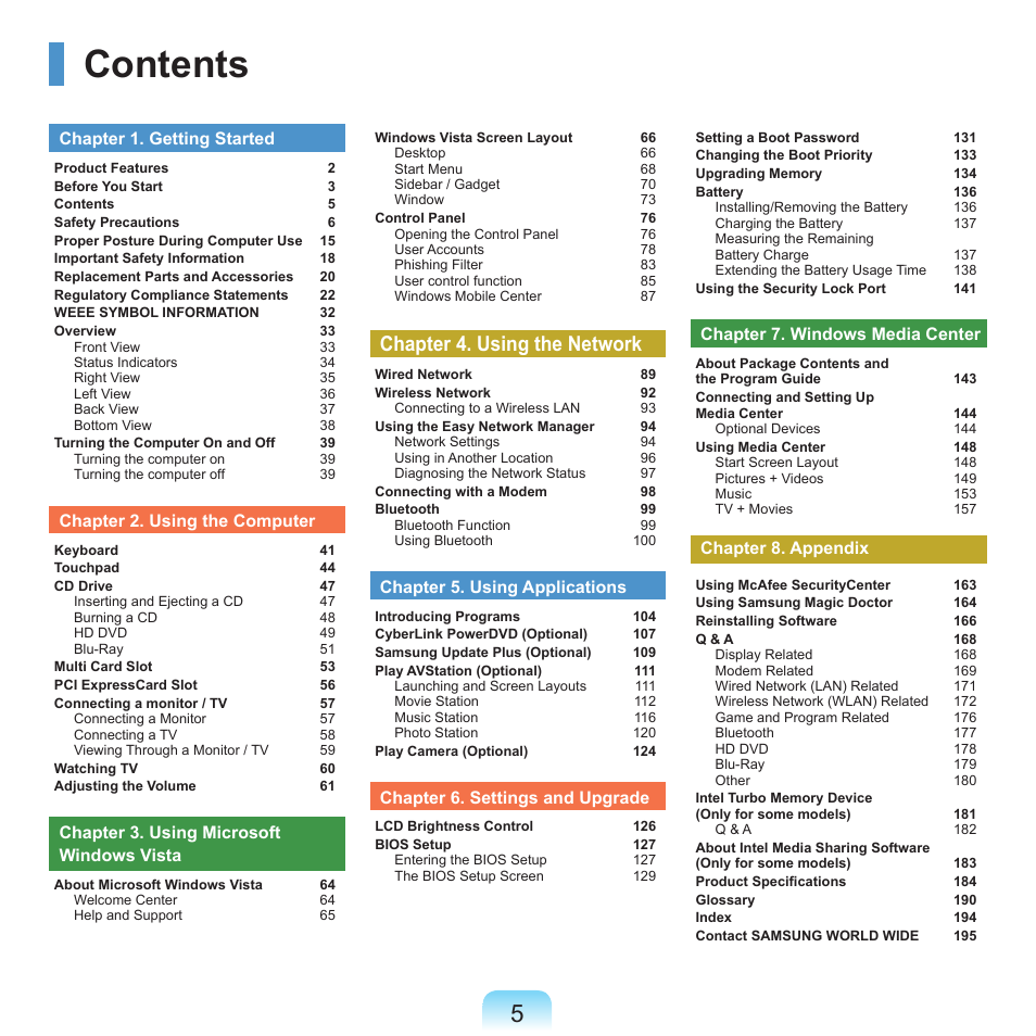 Samsung X22 User Manual | Page 6 / 197
