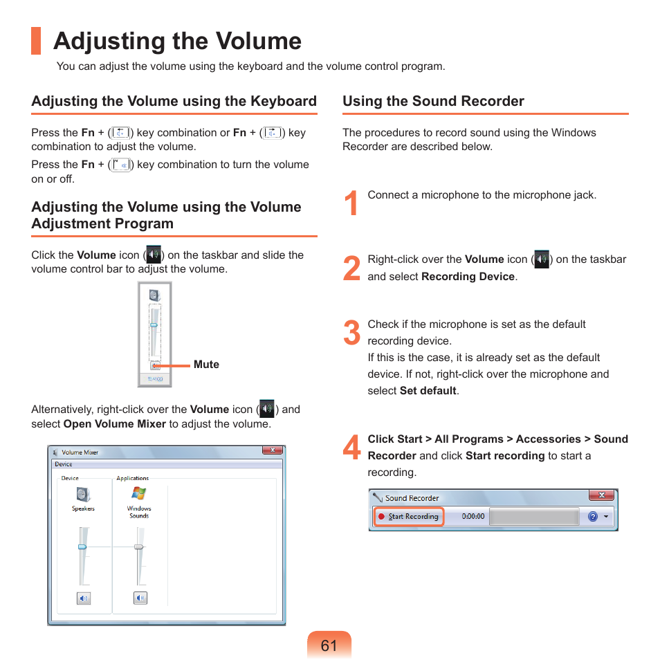 Adjusting the volume | Samsung X22 User Manual | Page 62 / 197