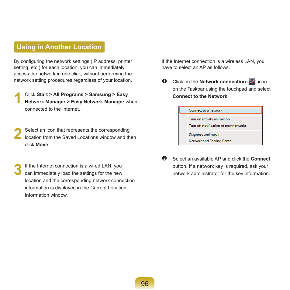 Using in another location | Samsung X22 User Manual | Page 97 / 197