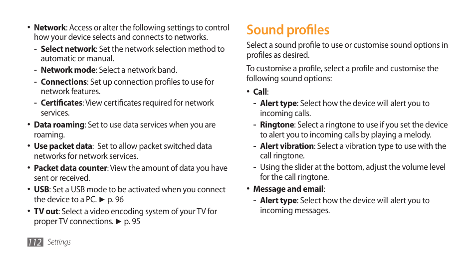 Sound profiles | Samsung Wave GH68-28277A User Manual | Page 113 / 137