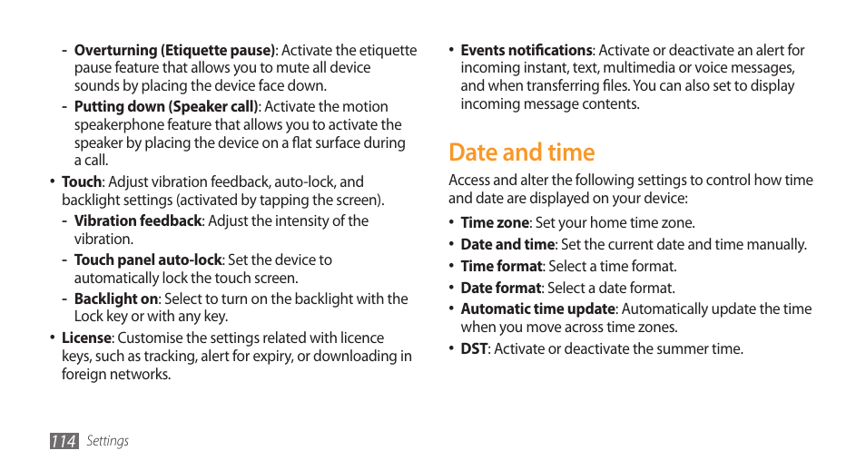 Date and time | Samsung Wave GH68-28277A User Manual | Page 115 / 137