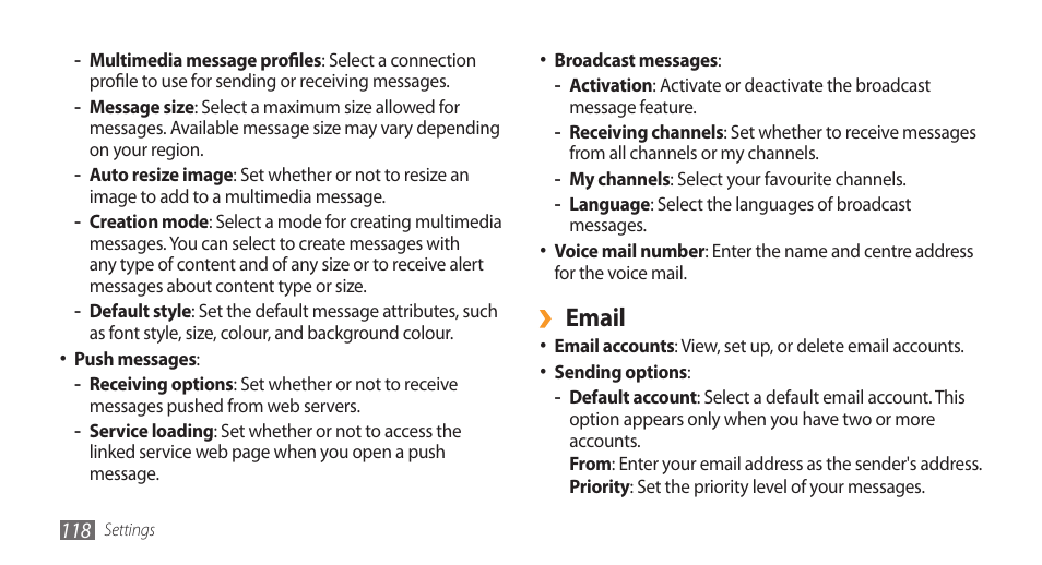 Email | Samsung Wave GH68-28277A User Manual | Page 119 / 137