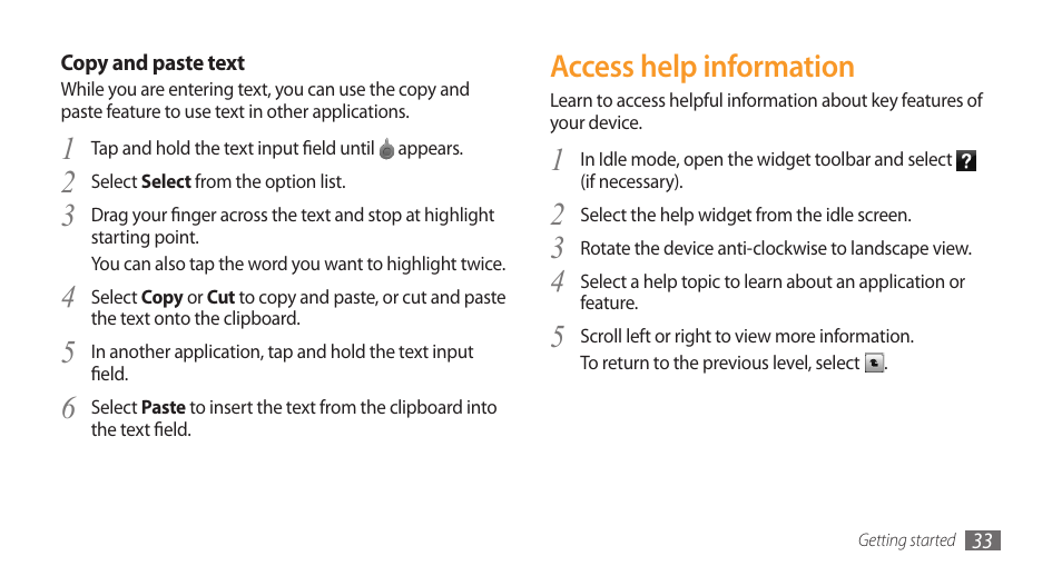 Access help information | Samsung Wave GH68-28277A User Manual | Page 34 / 137