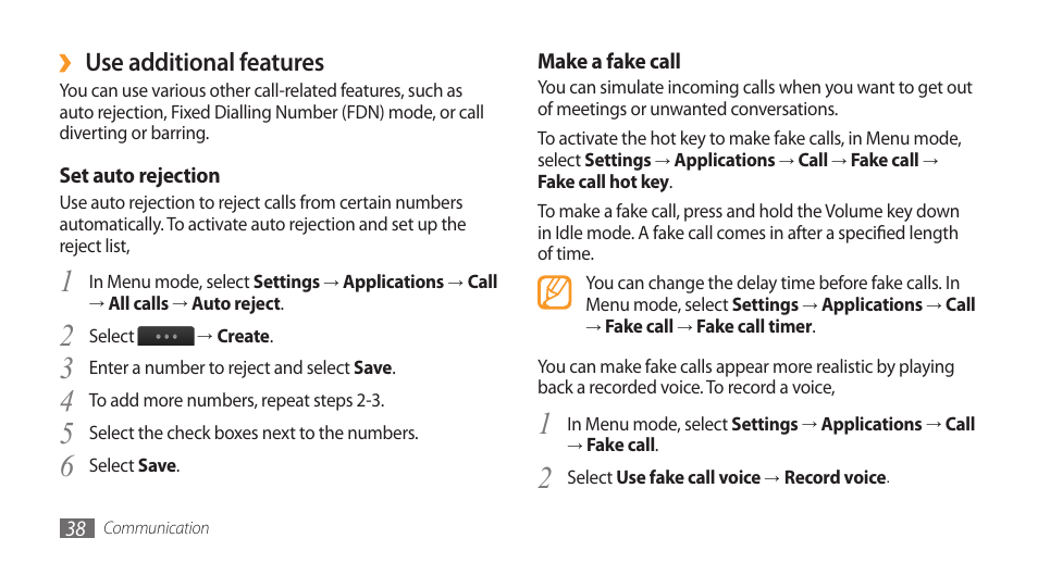 Use additional features | Samsung Wave GH68-28277A User Manual | Page 39 / 137
