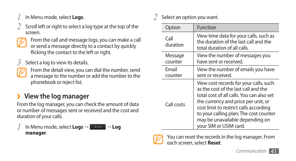 View the log manager | Samsung Wave GH68-28277A User Manual | Page 42 / 137