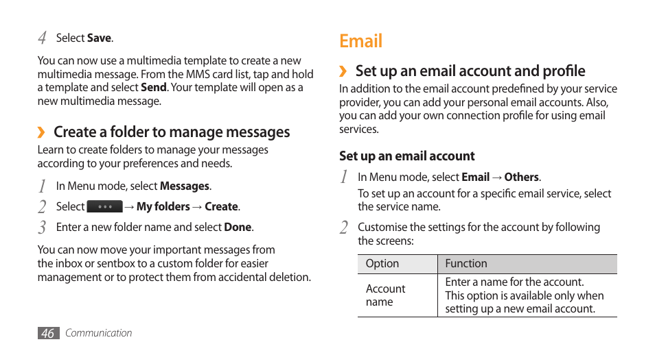 Email | Samsung Wave GH68-28277A User Manual | Page 47 / 137