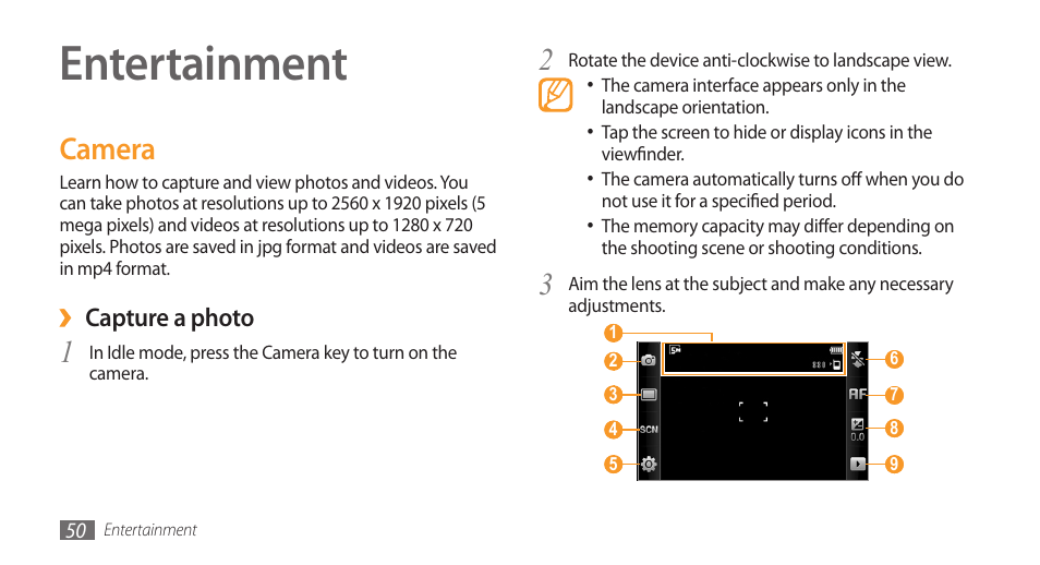 Entertainment, Camera | Samsung Wave GH68-28277A User Manual | Page 51 / 137