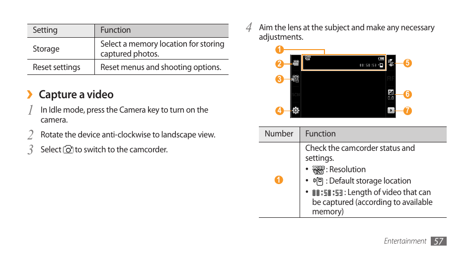 Capture a video | Samsung Wave GH68-28277A User Manual | Page 58 / 137