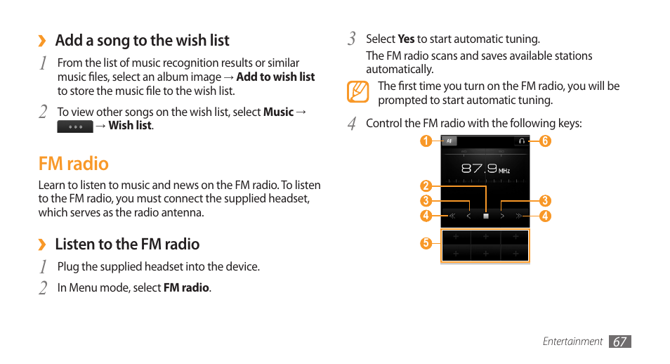Fm radio | Samsung Wave GH68-28277A User Manual | Page 68 / 137