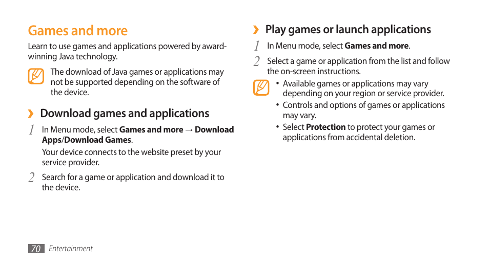 Games and more | Samsung Wave GH68-28277A User Manual | Page 71 / 137