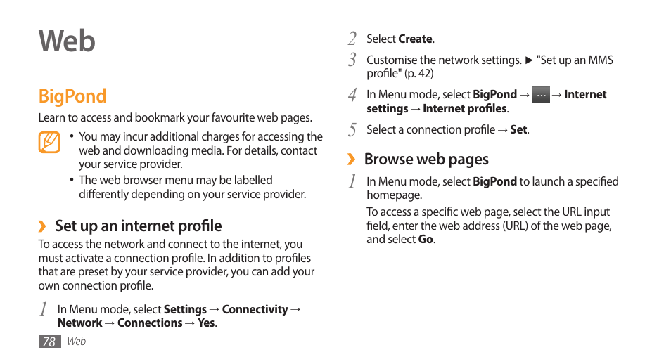 Bigpond | Samsung Wave GH68-28277A User Manual | Page 79 / 137