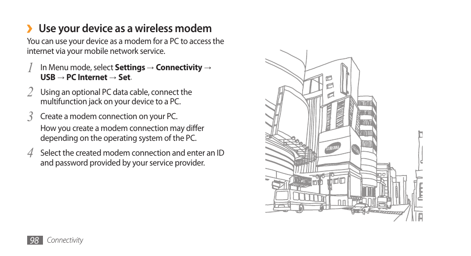 Use your device as a wireless modem | Samsung Wave GH68-28277A User Manual | Page 99 / 137