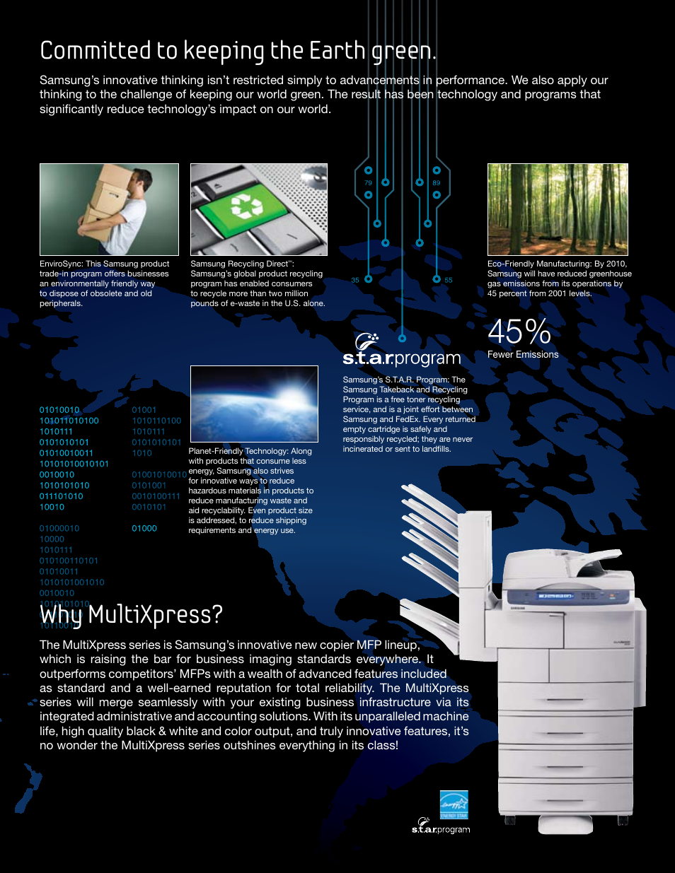 Why multixpress, Committed to keeping the earth green | Samsung CENTRALIZED WORKFLOW SOLUTION SCX-6545N User Manual | Page 3 / 8