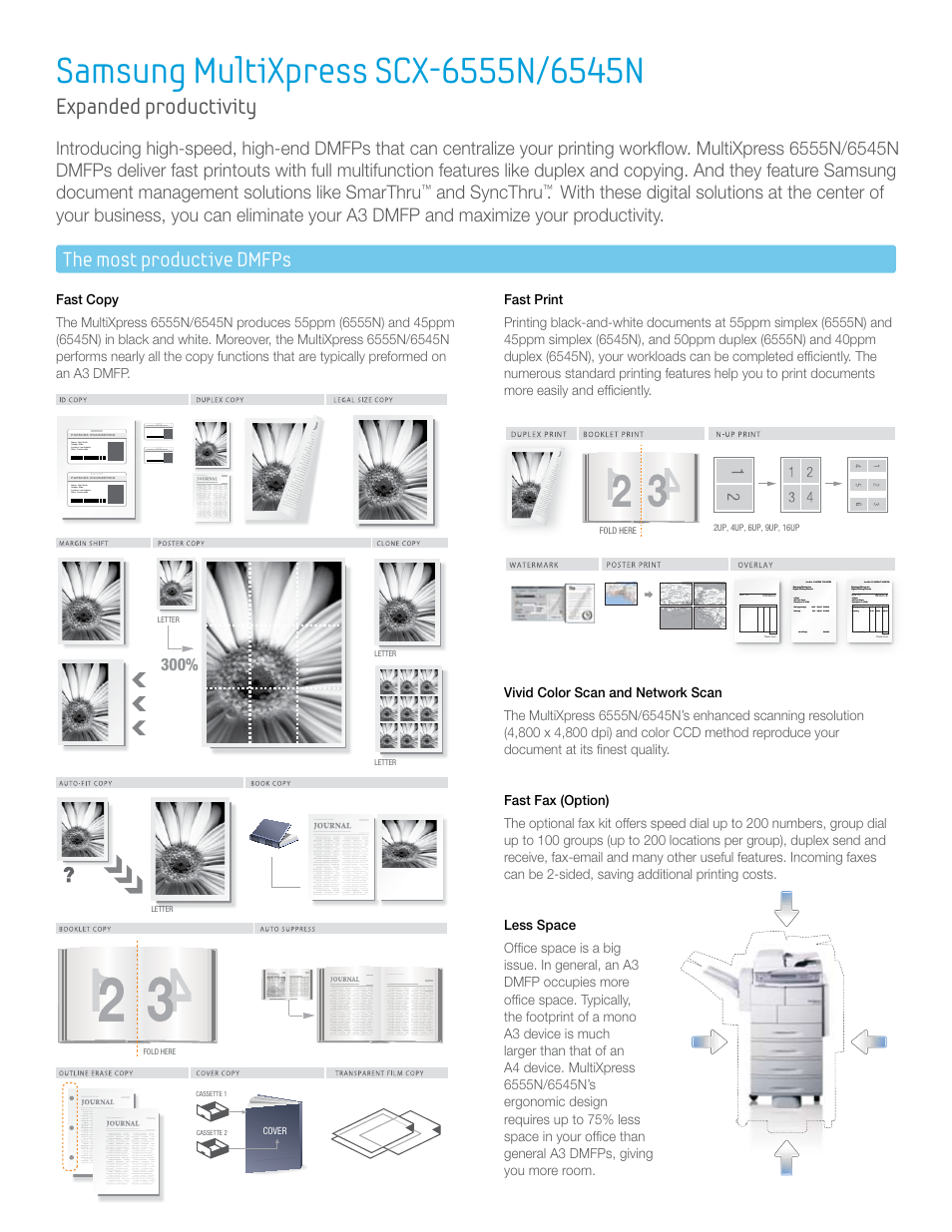 Expanded productivity, The most productive dmfps, And syncthru | Samsung CENTRALIZED WORKFLOW SOLUTION SCX-6545N User Manual | Page 4 / 8