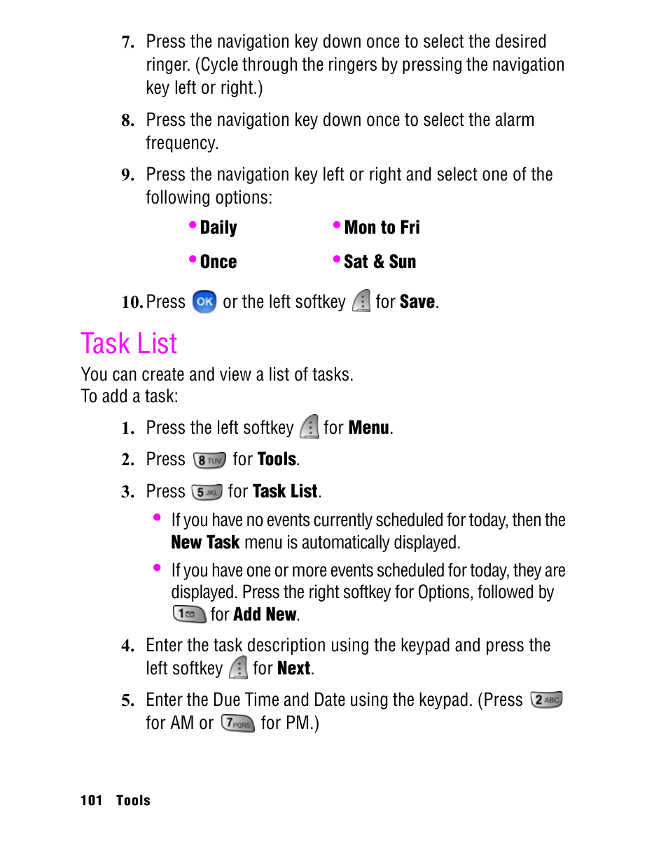 Task list | Samsung SPH A740 User Manual | Page 110 / 150