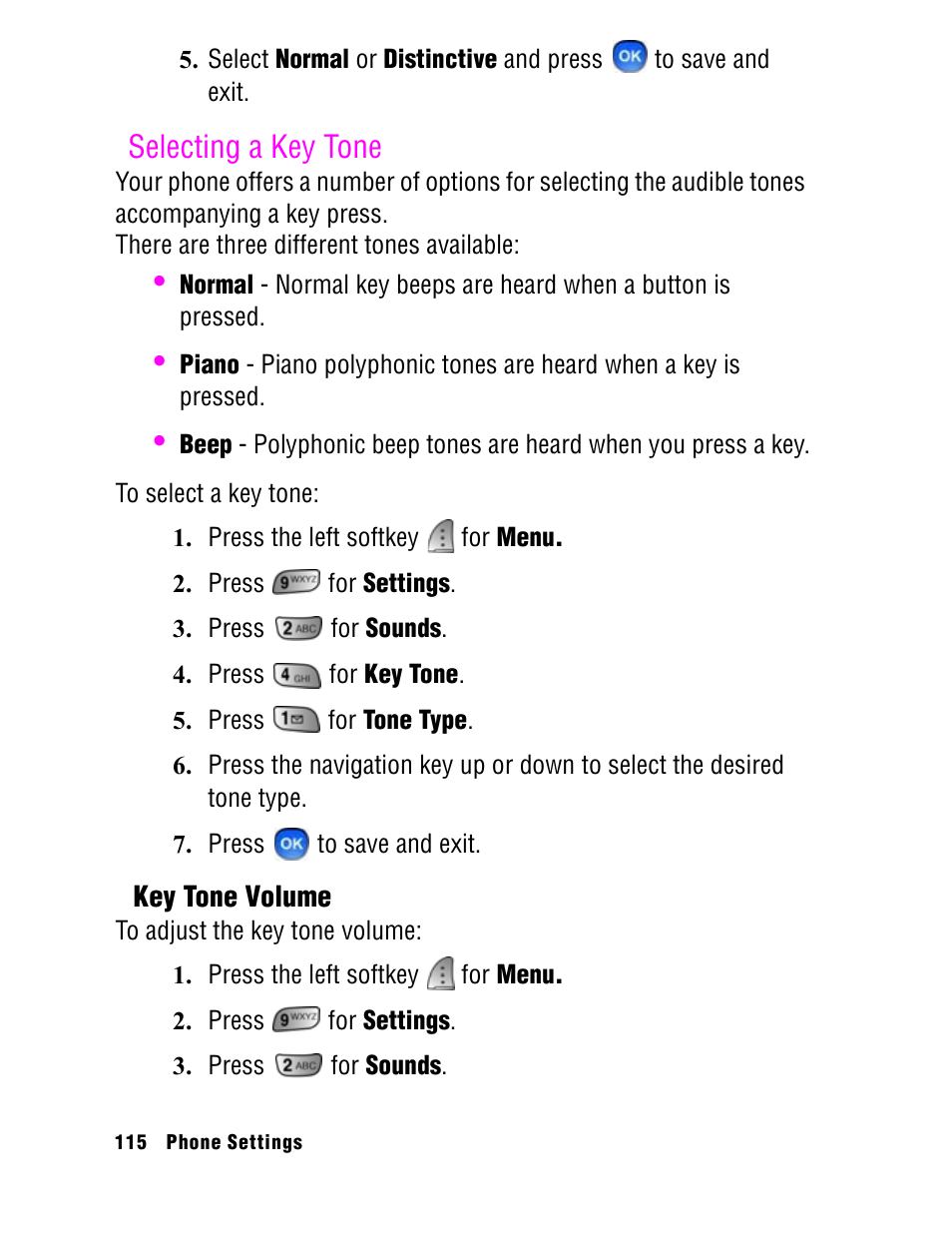 Selecting a key tone | Samsung SPH A740 User Manual | Page 124 / 150