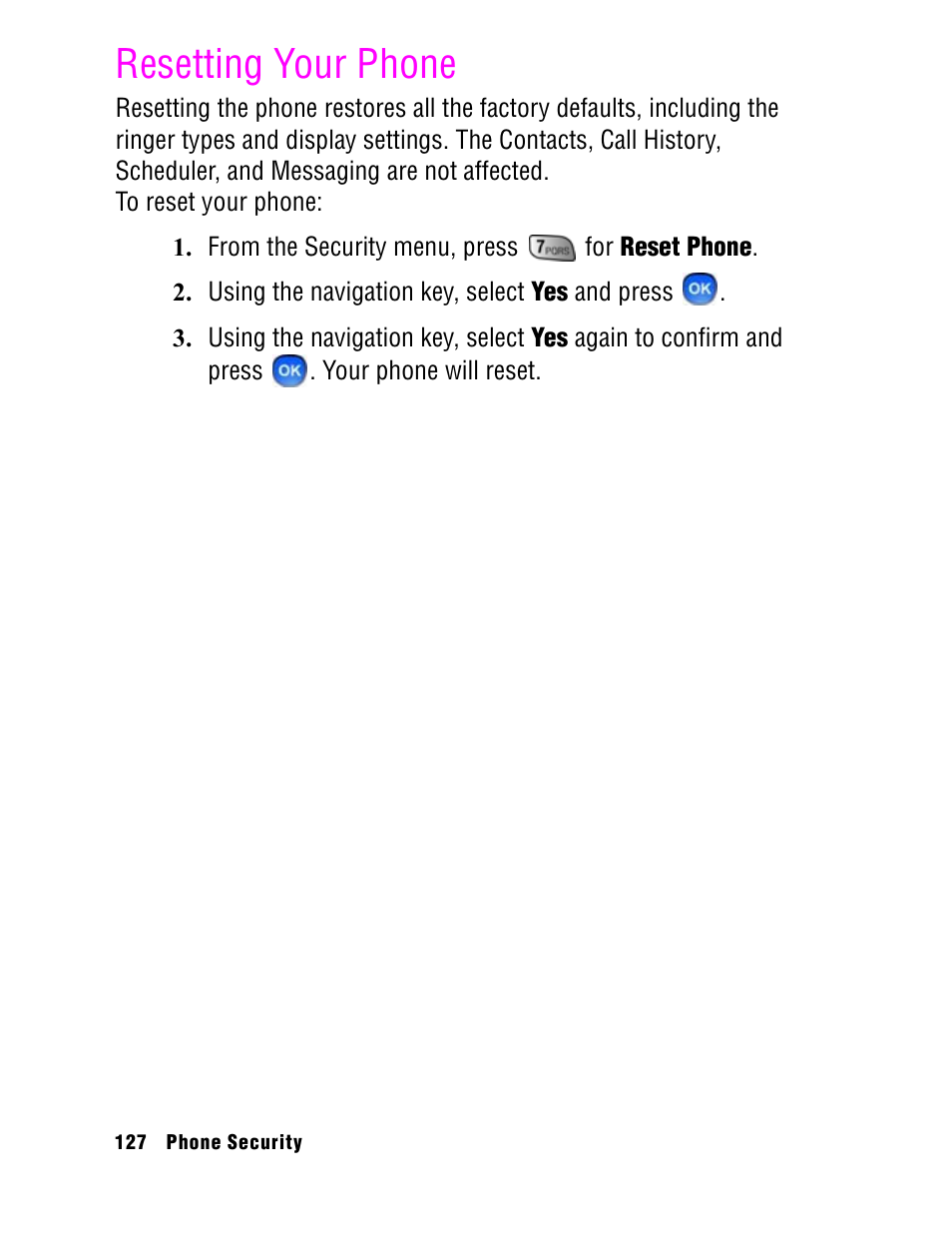 Resetting your phone | Samsung SPH A740 User Manual | Page 136 / 150