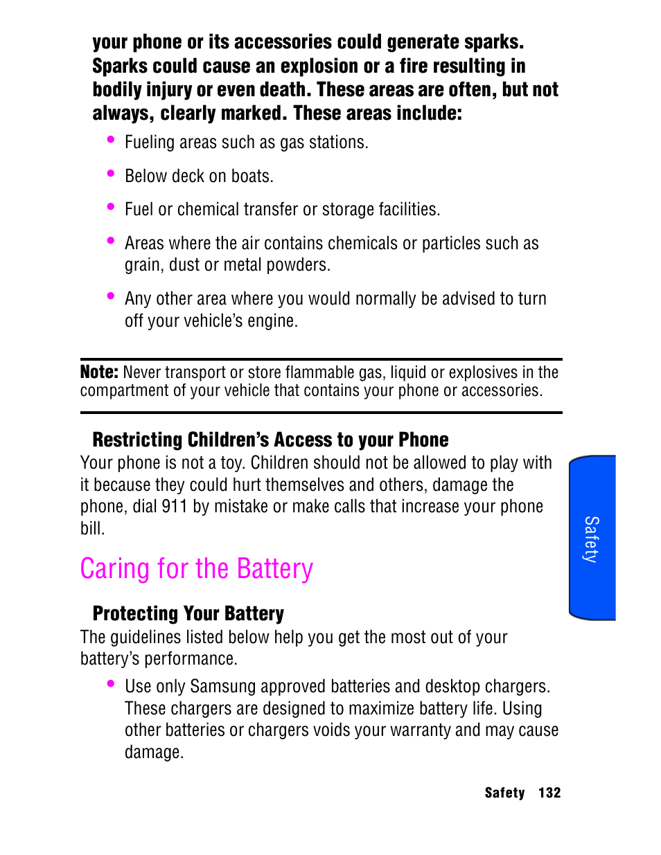 Caring for the battery | Samsung SPH A740 User Manual | Page 141 / 150