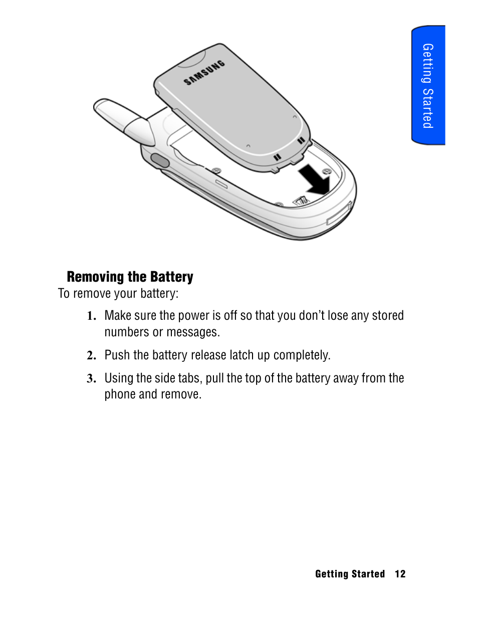 Removing the battery | Samsung SPH A740 User Manual | Page 21 / 150