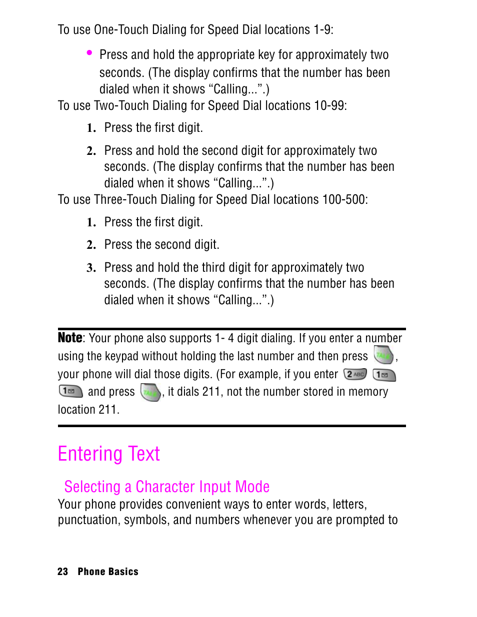 Entering text, Selecting a character input mode | Samsung SPH A740 User Manual | Page 32 / 150