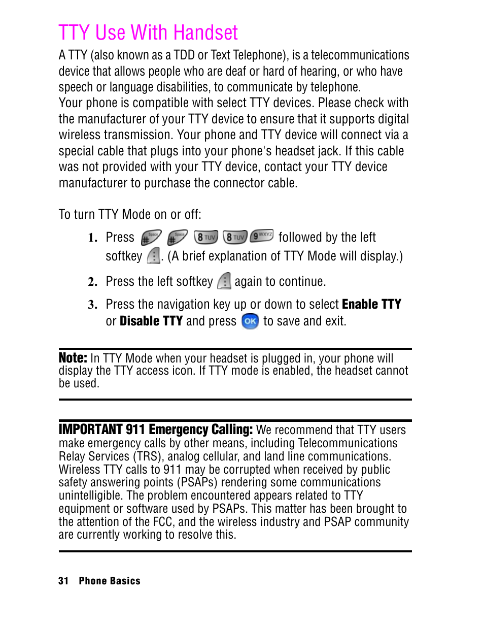 Tty use with handset | Samsung SPH A740 User Manual | Page 40 / 150