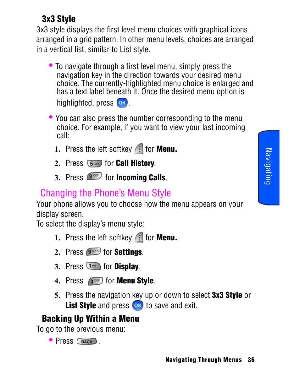 Changing the phone’s menu style | Samsung SPH A740 User Manual | Page 45 / 150