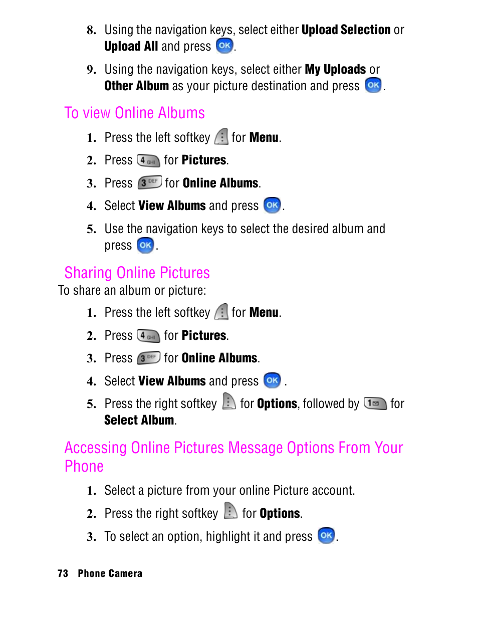 Sharing online pictures | Samsung SPH A740 User Manual | Page 82 / 150