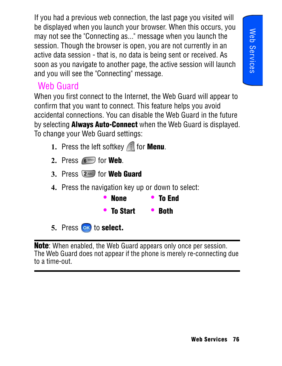 Web guard | Samsung SPH A740 User Manual | Page 85 / 150