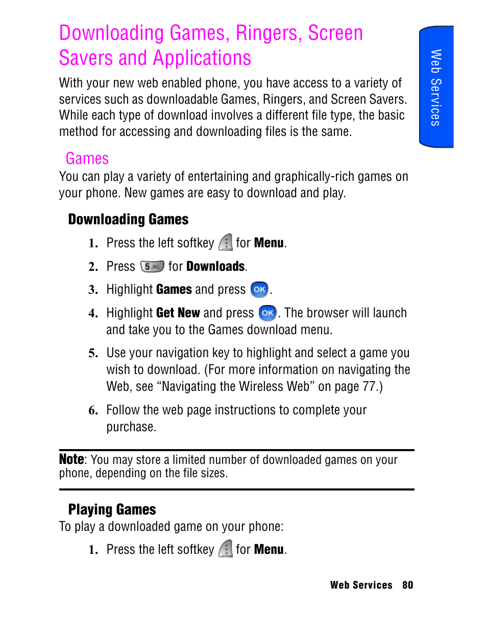Games | Samsung SPH A740 User Manual | Page 89 / 150