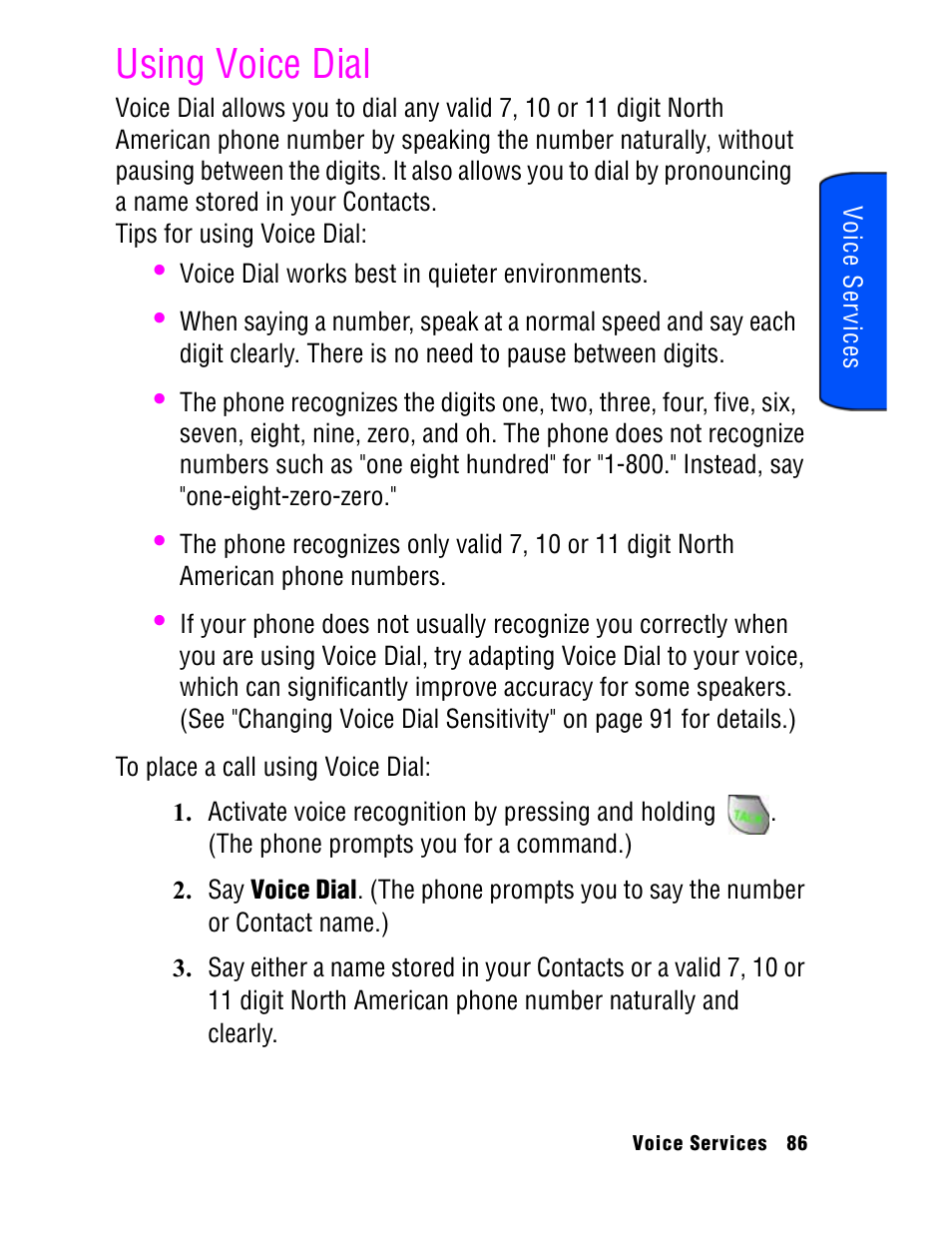 Using voice dial | Samsung SPH A740 User Manual | Page 95 / 150