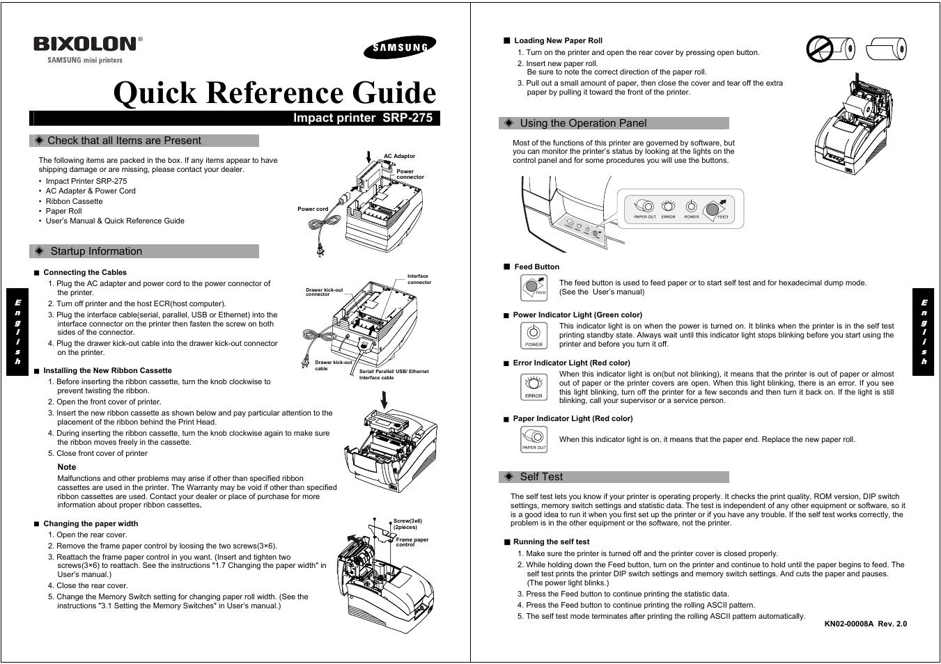 Samsung BIXOLON SRP-275 User Manual | 8 pages