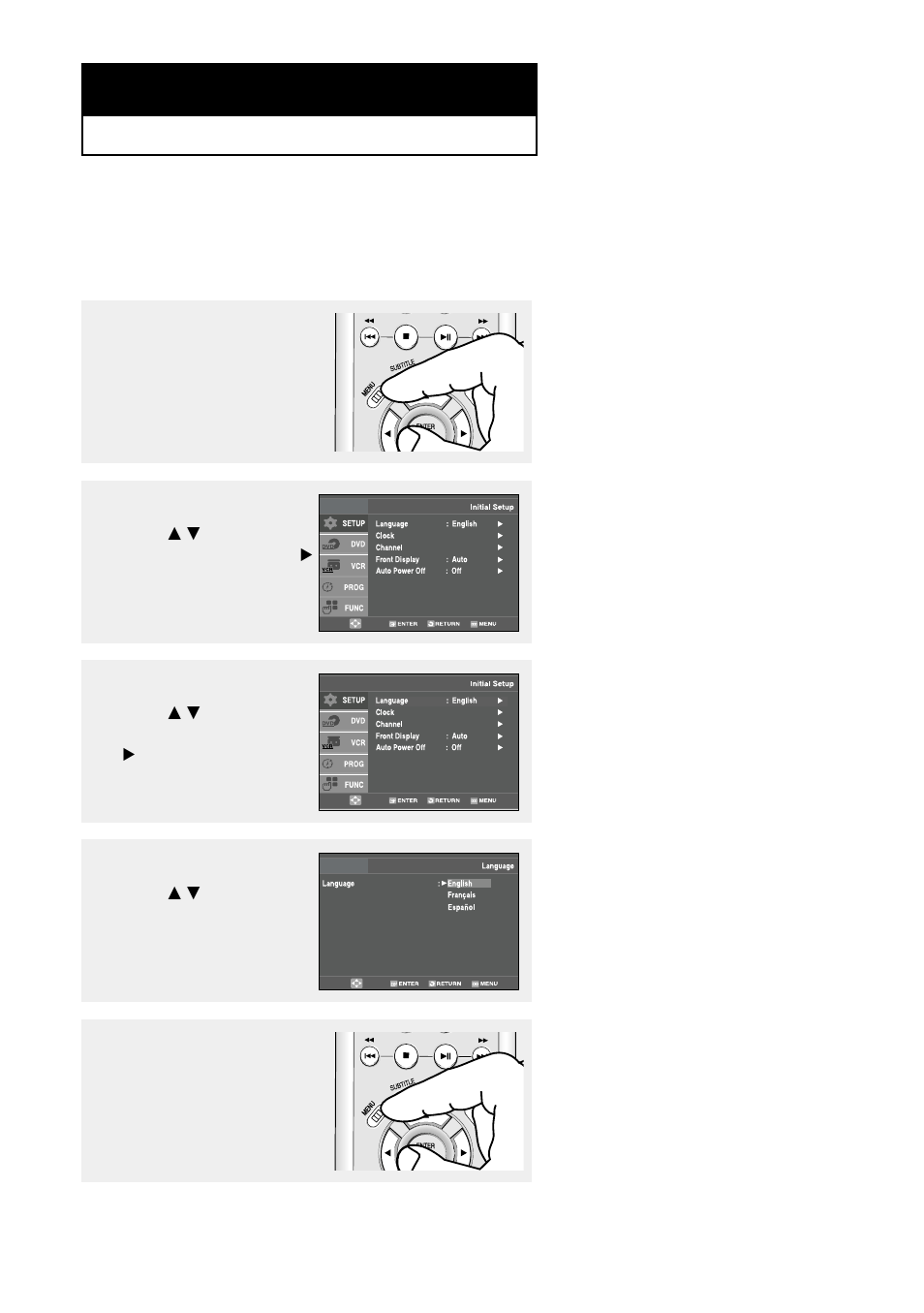 Chapter 3 i nitial setup, Selecting a menu language | Samsung DVD-V9500 User Manual | Page 22 / 89