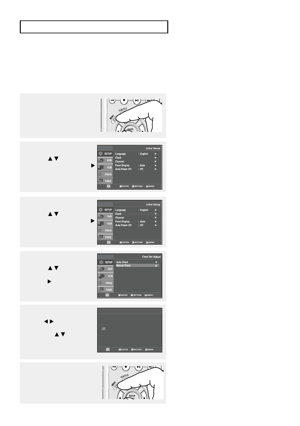 Setting the clock manually | Samsung DVD-V9500 User Manual | Page 25 / 89
