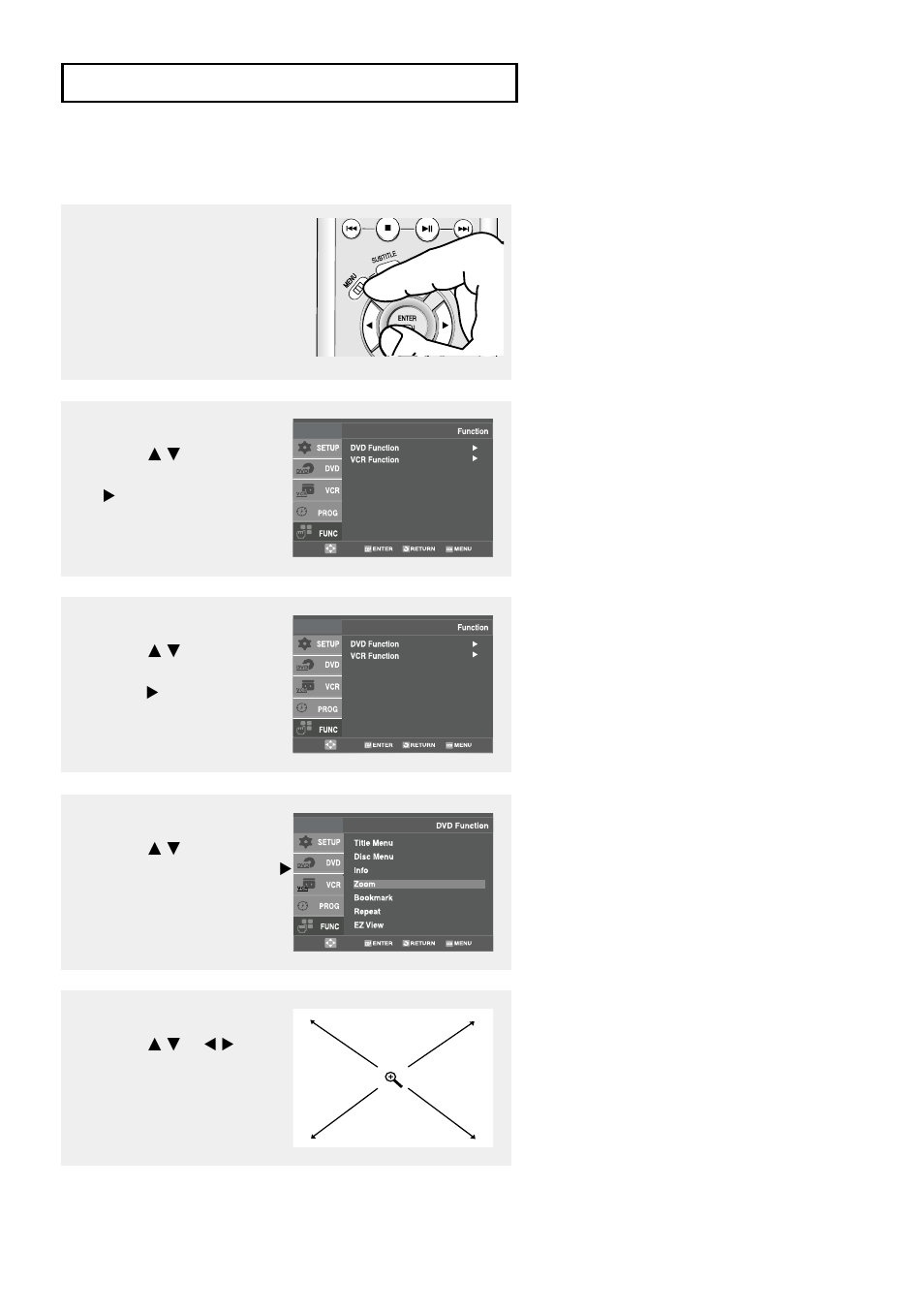 Using the zoom function (dvd) | Samsung DVD-V9500 User Manual | Page 47 / 89