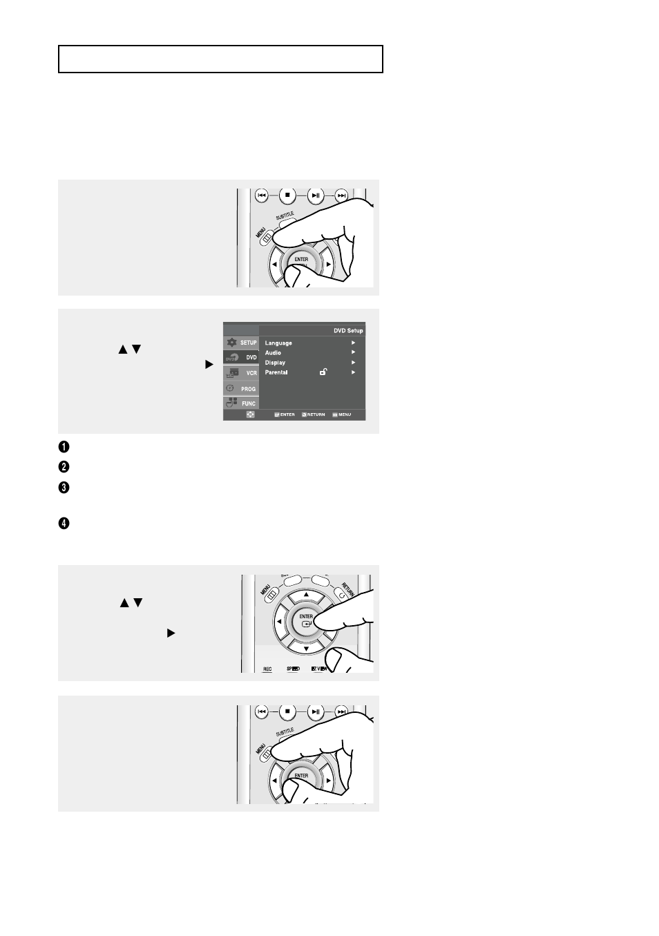 Using the setup menu | Samsung DVD-V9500 User Manual | Page 54 / 89