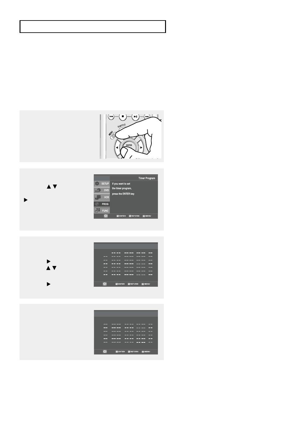 Using a timer recording, V c r o, Eng-81 | Press the menu button on the remote control | Samsung DVD-V9500 User Manual | Page 81 / 89