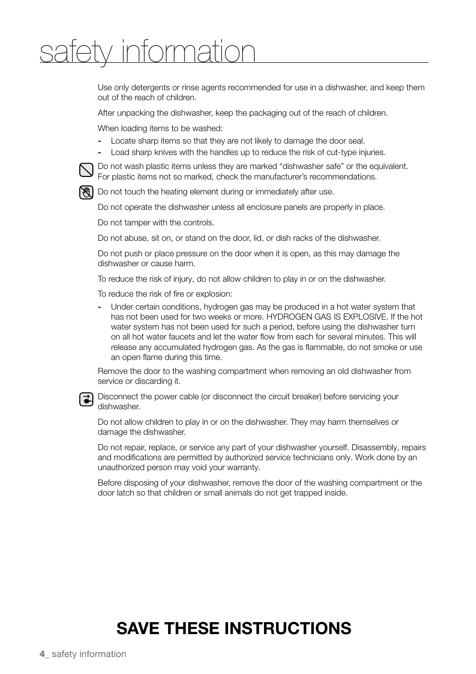 Safety information, Save these instructions | Samsung DMR78 User Manual | Page 4 / 30