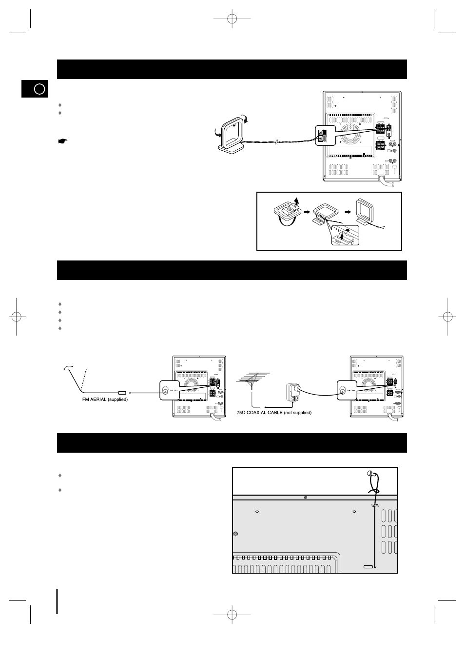 Connecting the am (mw)/lw aerial, Connecting the fm aerial, Connecting the sw aerial (option) | Samsung MAX-VL85 User Manual | Page 10 / 30