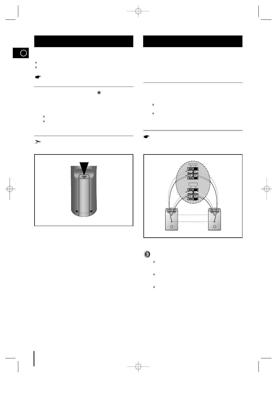 Inserting remote control batteries, Connecting the loudspeakers, Connecting the loudspeakers 1 2 3 | Directions in installing speaker | Samsung MAX-VL85 User Manual | Page 8 / 30