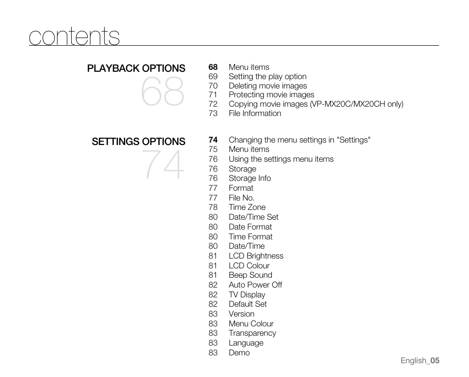 Samsung VP-MX20H User Manual | Page 11 / 121