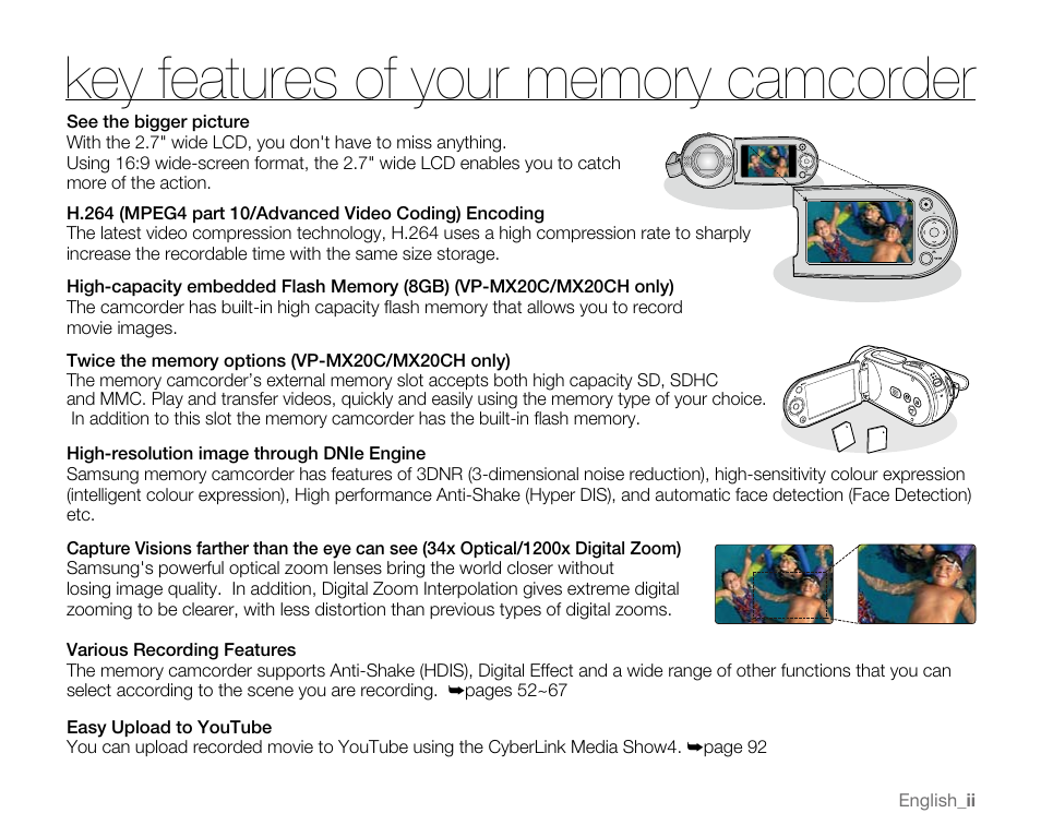 Samsung VP-MX20H User Manual | Page 2 / 121