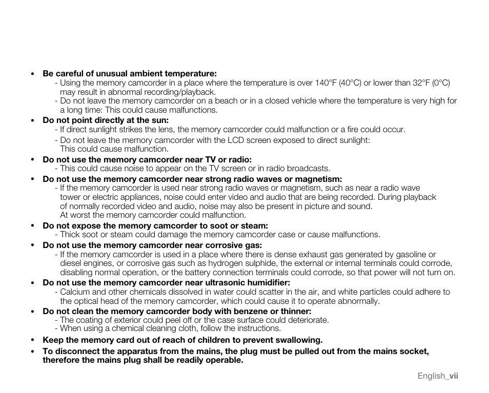 Samsung VP-MX20H User Manual | Page 7 / 121