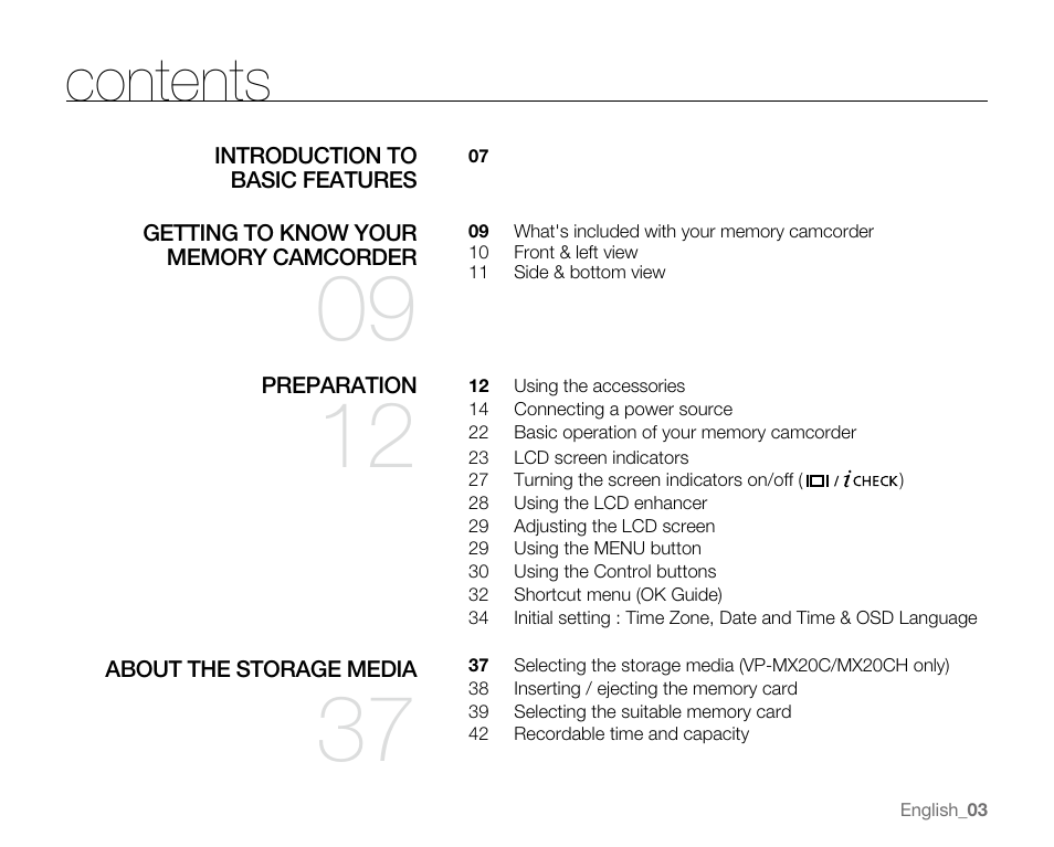 Samsung VP-MX20H User Manual | Page 9 / 121