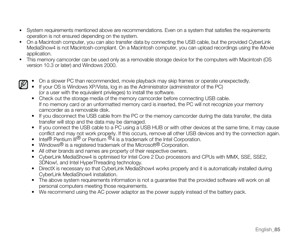 Samsung VP-MX20H User Manual | Page 91 / 121