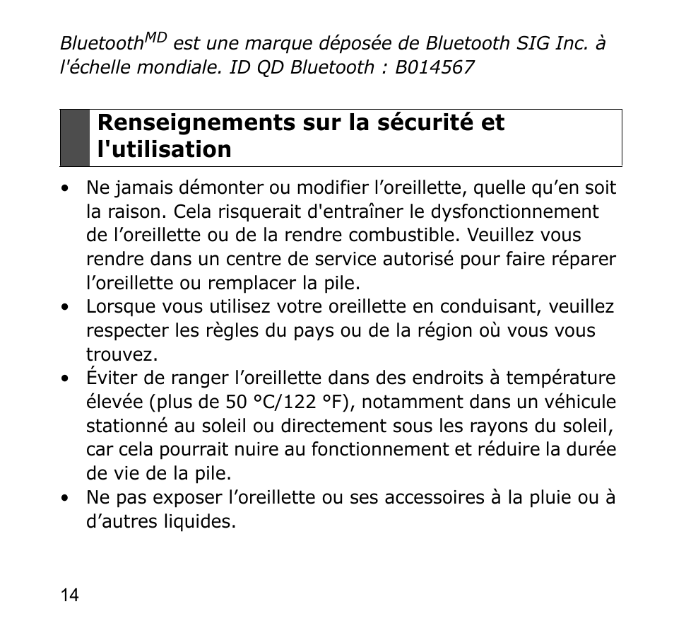 Renseignements sur la sécurité et l'utilisation | Samsung GH68-19211A User Manual | Page 17 / 41