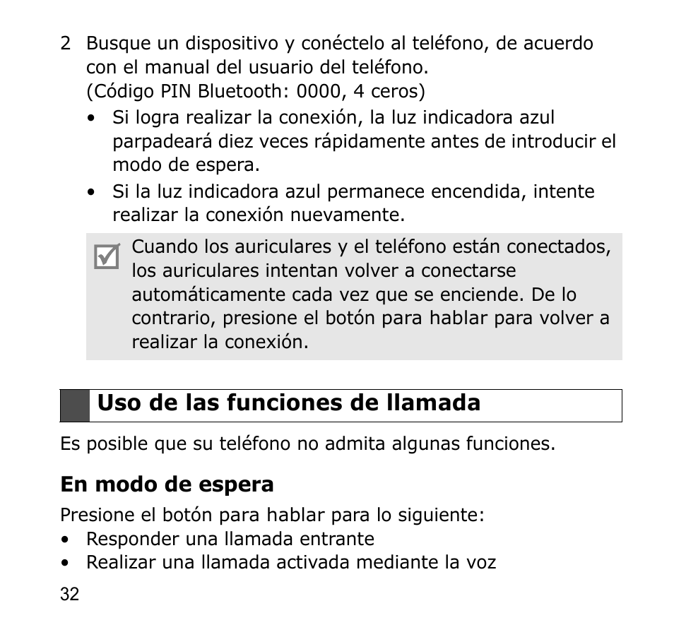 Uso de las funciones de llamada | Samsung GH68-19211A User Manual | Page 35 / 41