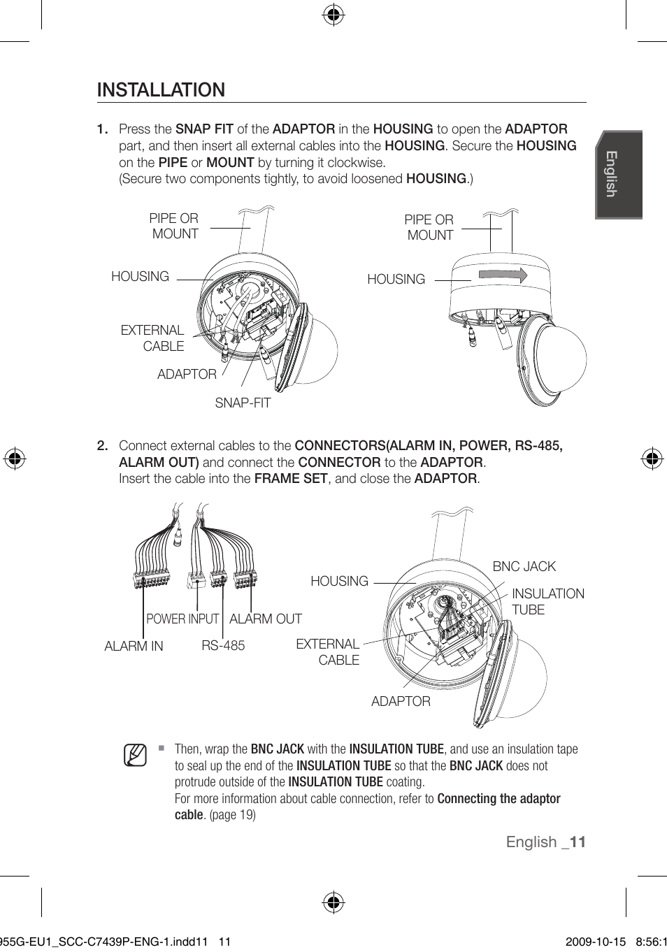 Installation | Samsung SCC-C7439P User Manual | Page 11 / 52